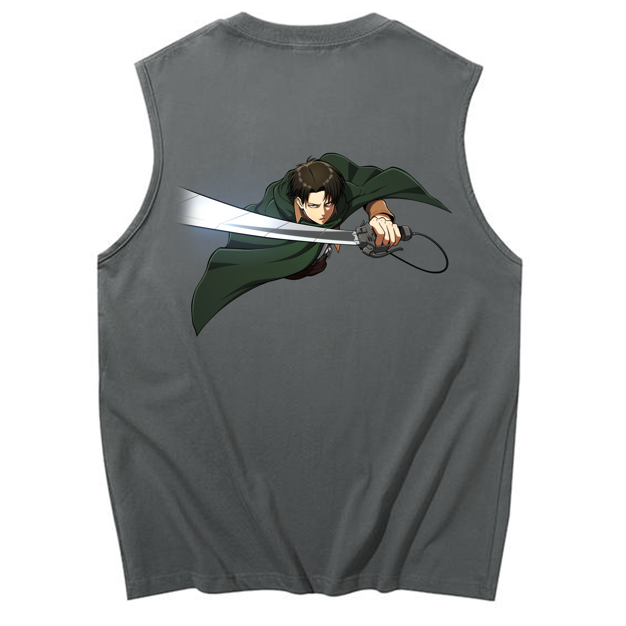 （画像用） 進撃の巨人 リヴァイ·アッカーマン Attack on Titan Levi Ackerman コットン100％タンクトップ（背面プリント）